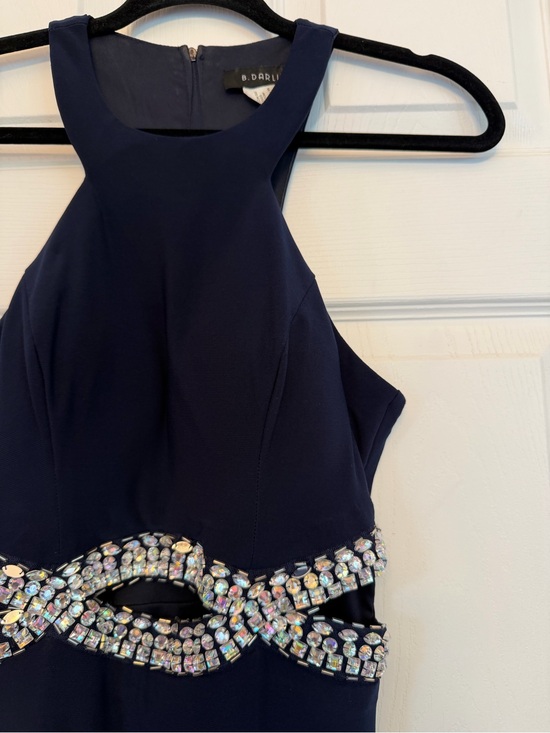 B Darlin Dresses & Skirts - B Darlin Navy Halter Dress with Iridescent Jeweled Cut Out Waist. Size 3/4